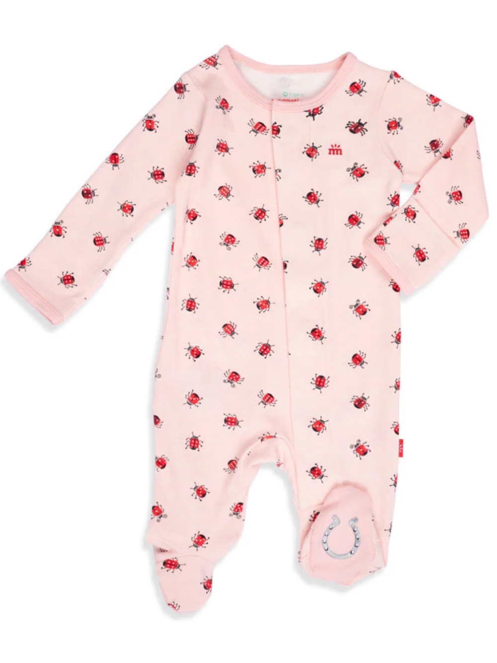 Magnetic Me Organic Cotton Lucky Charm Ladybug Onesie, Footie Pink Red Onesie